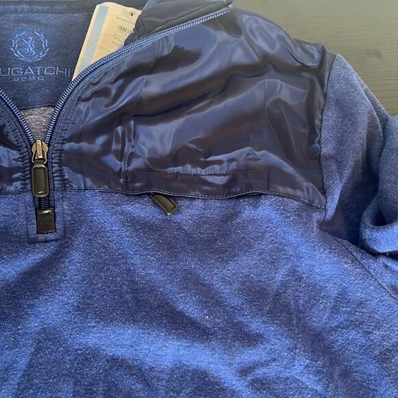 Men's Bugatchi Long Sleeve Quarter Zip Mixed Media Pull Over ~ Size Medium - Picture 5 of 8